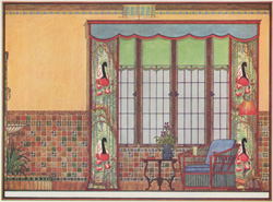 Year-'round living porch with tile and plaster walls